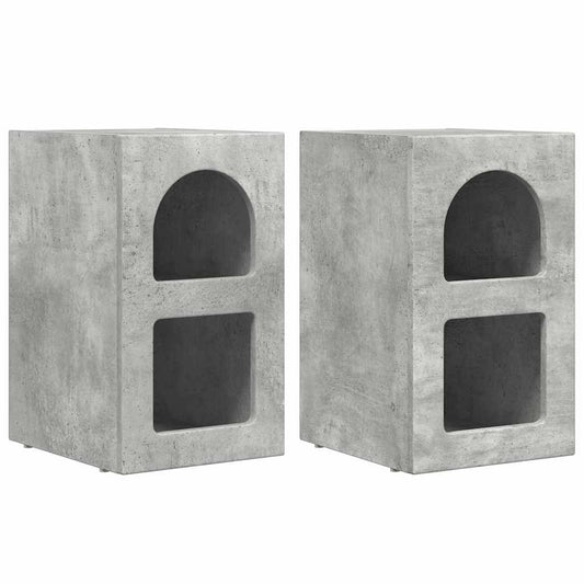 Bedside Table ELST 2 pcs Concrete Grey 29.5 x 33.5 x 50 cm Bedside Table ELST 2 pcs Concrete Grey 29.5 x 33.5 x 50 cm