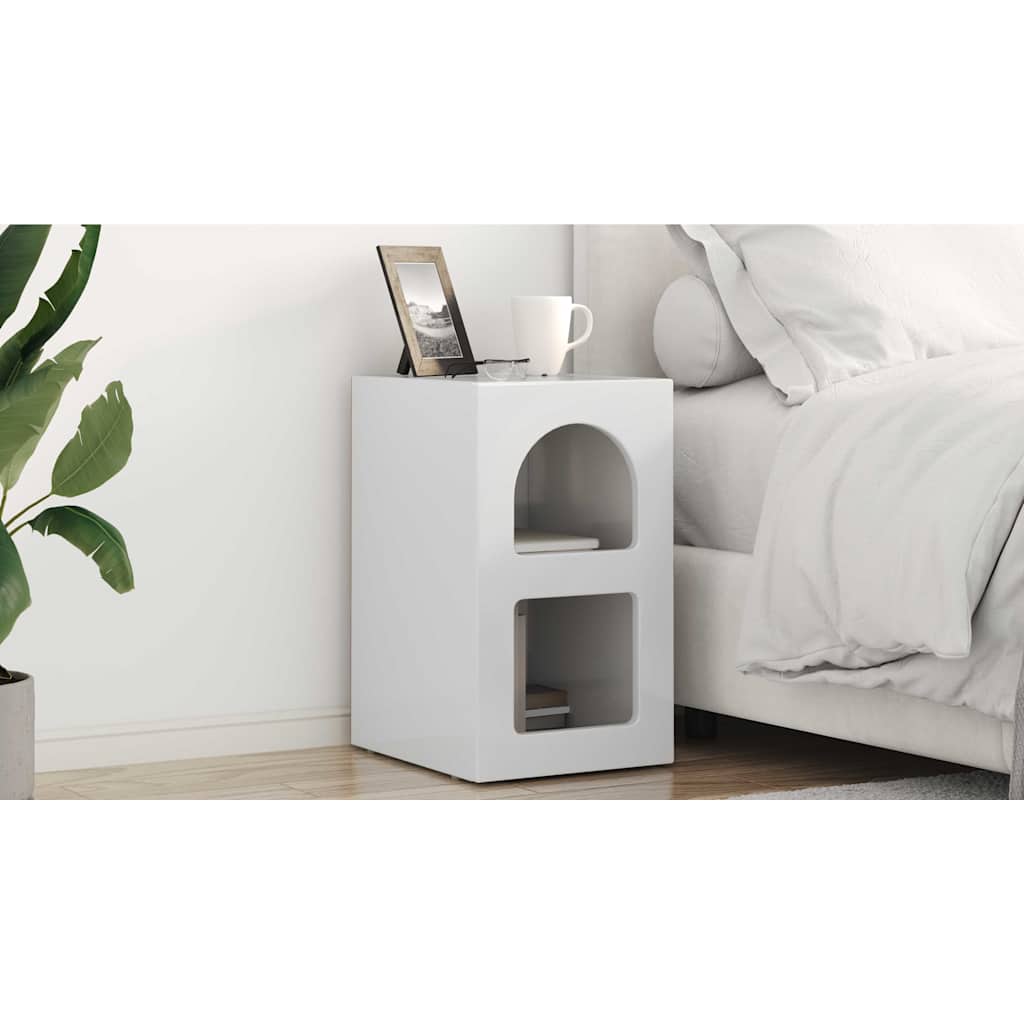 Bedside Table ELST 2 pcs High Gloss White 29.5 x 33.5 x 50 cm