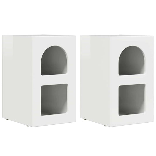 Bedside Table ELST 2 pcs High Gloss White 29.5 x 33.5 x 50 cm Bedside Table ELST 2 pcs High Gloss White 29.5 x 33.5 x 50 cm