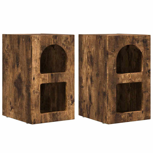 Bedside Table ELST 2 pcs Smoked Oak 29.5 x 33.5 x 50 cm Bedside Table ELST 2 pcs Smoked Oak 29.5 x 33.5 x 50 cm
