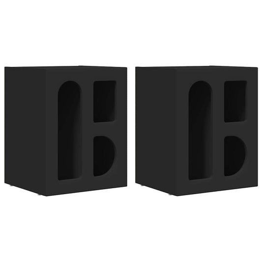 Bedside Table ELST 2 pcs Black 40 x 35 x 50 cm Engineered Wood Bedside Table ELST 2 pcs Black 40 x 35 x 50 cm Engineered Wood