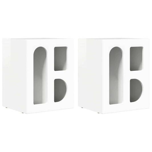 Bedside Table ELST 2 pcs High Gloss White 40 x 35 x 50 cm Bedside Table ELST 2 pcs High Gloss White 40 x 35 x 50 cm