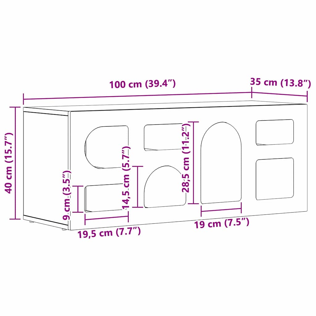 TV Cabinet ELST 100 x 35 x 40 cm Black Engineered Wood