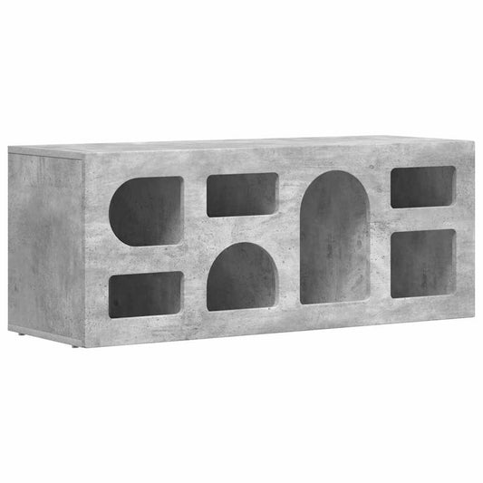 TV Cabinet ELST 100 x 35 x 40 cm Concrete Grey Engineered Wood TV Cabinet ELST 100 x 35 x 40 cm Concrete Grey Engineered Wood