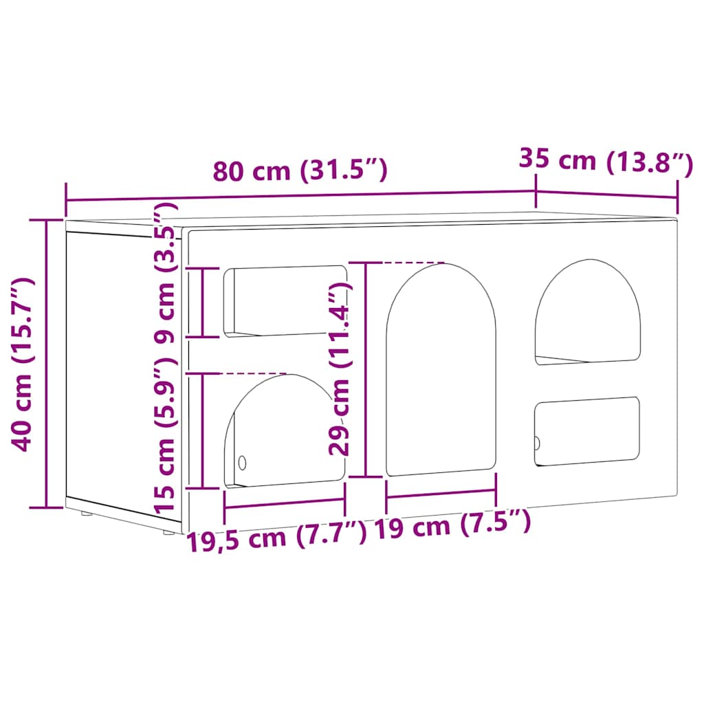 TV Cabinet ELST 80 x 35 x 40 cm High Gloss White