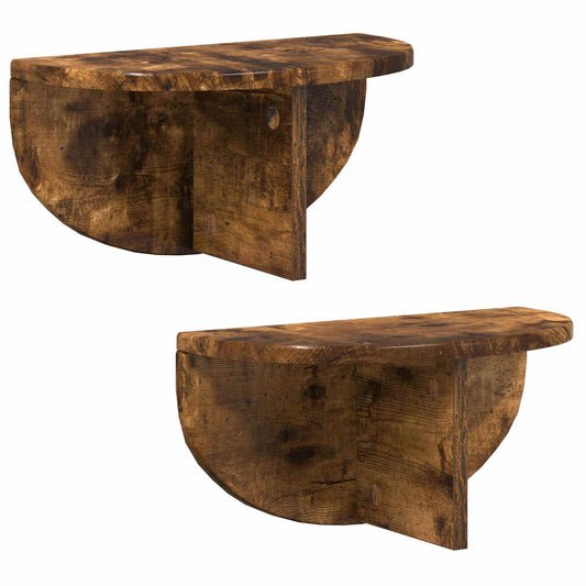 Wall Shelf 2 pcs Smoked Oak 38 x 19 x 19 cm Engineered Wood Wall Shelf 2 pcs Smoked Oak 38 x 19 x 19 cm Engineered Wood