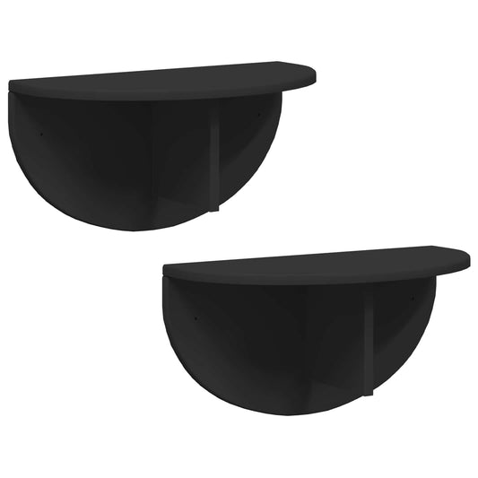 Wall Shelf 2 pcs Black 48 x 24 x 24 cm Engineered Wood Wall Shelf 2 pcs Black 48 x 24 x 24 cm Engineered Wood
