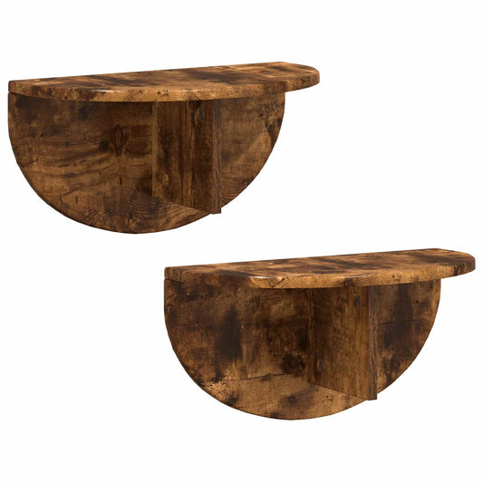 Wall Shelf 2 pcs Smoked Oak 48 x 24 x 24 cm Engineered Wood Wall Shelf 2 pcs Smoked Oak 48 x 24 x 24 cm Engineered Wood