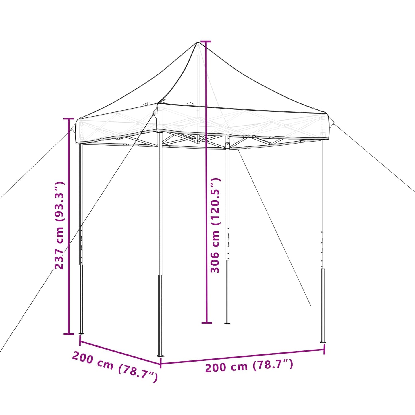 Party Tent Folding Beige 200 x 200 x 306 cm Oxford Fabric