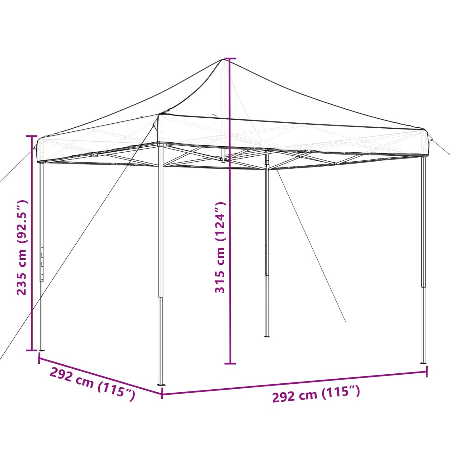 Party Tent Folding Beige 292 x 292 x 315 cm Oxford Fabric