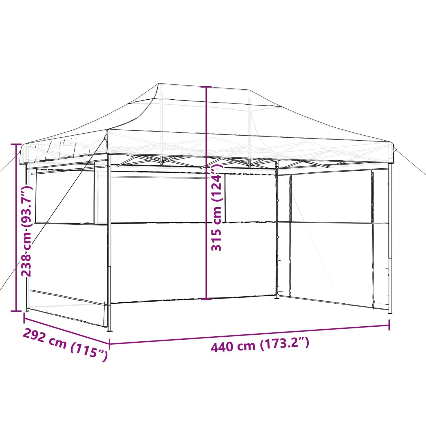 Party Tent Folding Terracotta 292 x 440 x 315 cm Oxford Fabric