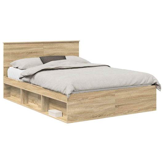 Bed Frame Smoked Oak 150 x 200 cm Engineered wood Bed Frame Smoked Oak 150 x 200 cm Engineered wood