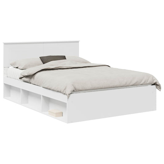 Bed Frame with Headboard White 140 x 190 cm Engineered wood Bed Frame with Headboard White 140 x 190 cm Engineered wood
