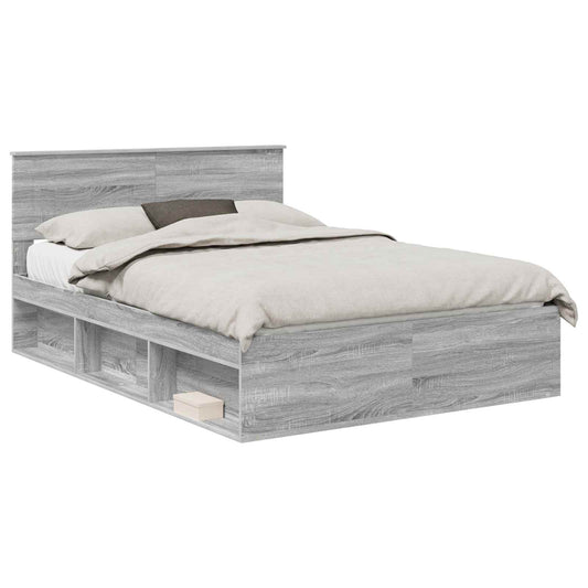 Bed Frame Grey Sonoma 140 x 190 cm Engineered wood Bed Frame Grey Sonoma 140 x 190 cm Engineered wood