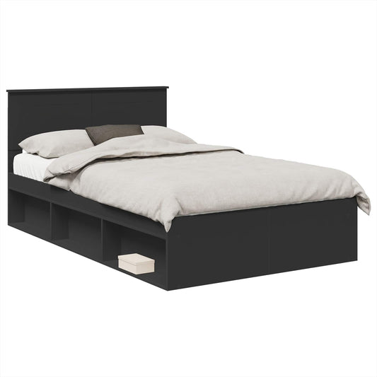 Bed Frame with Headboard Black 120 x 190 cm Engineered wood Bed Frame with Headboard Black 120 x 190 cm Engineered wood