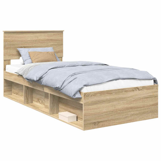 Bed Frame with Headboard Sonoma 100 x 200 cm Engineered wood Bed Frame with Headboard Sonoma 100 x 200 cm Engineered wood