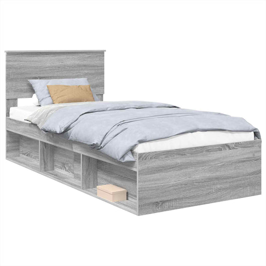 Bed Frame Grey Sonoma 100 x 200 cm Engineered wood Bed Frame Grey Sonoma 100 x 200 cm Engineered wood