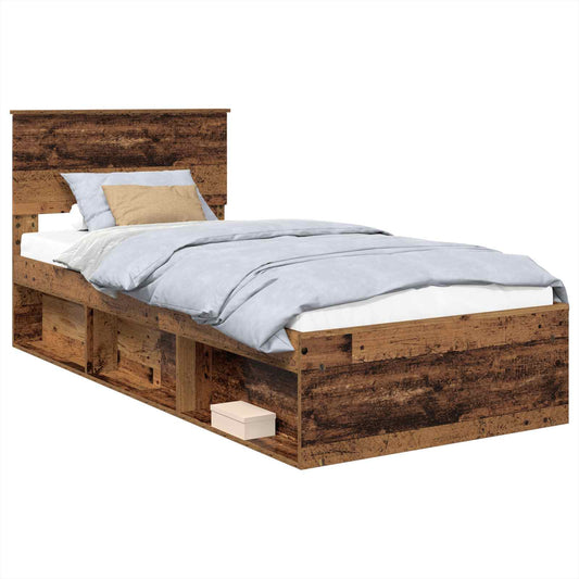 Bed Frame with Headboard Old Wood 90 x 190 cm Engineered wood Bed Frame with Headboard Old Wood 90 x 190 cm Engineered wood