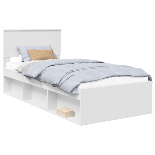 Bed Frame with Headboard White 75 x 190 cm Engineered wood Bed Frame with Headboard White 75 x 190 cm Engineered wood