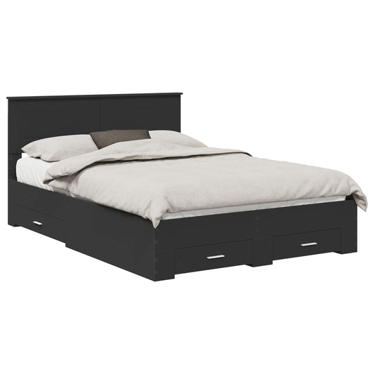Bed Frame with Headboard Black 140 x 190 cm Engineered Wood Bed Frame with Headboard Black 140 x 190 cm Engineered Wood