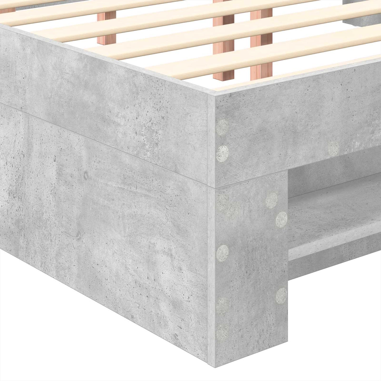 Bed Frame Concrete Grey 137 x 203 cm Engineered Wood