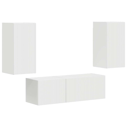 TV Wall Cabinet Set Wall-mounted 4 pcs White Engineered Wood TV Wall Cabinet Set Wall-mounted 4 pcs White Engineered Wood