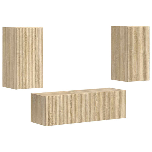 TV Wall Cabinet Set 4 pcs Sonoma Oak Engineered Wood TV Wall Cabinet Set 4 pcs Sonoma Oak Engineered Wood