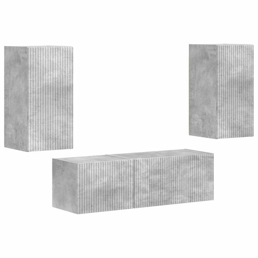 TV Wall Cabinet Set 4 pcs Concrete Grey Engineered Wood TV Wall Cabinet Set 4 pcs Concrete Grey Engineered Wood