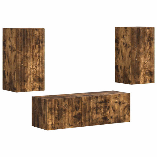 TV Wall Cabinet Set 4 pcs Smoked Oak Engineered Wood TV Wall Cabinet Set 4 pcs Smoked Oak Engineered Wood
