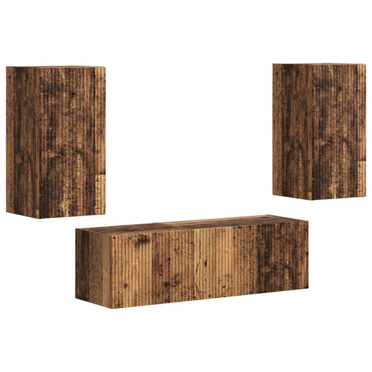 TV Wall Cabinet Set Wall-mounted 4 pcs Old Wood Engineered Wood TV Wall Cabinet Set Wall-mounted 4 pcs Old Wood Engineered Wood