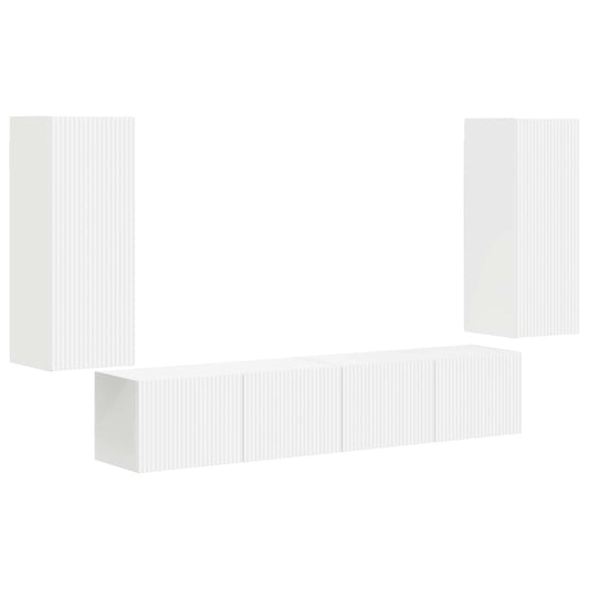 TV Wall Cabinet Set Wall-mounted 4 pcs White Engineered Wood TV Wall Cabinet Set Wall-mounted 4 pcs White Engineered Wood