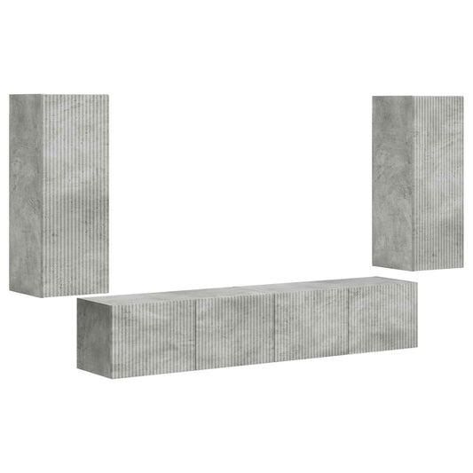 TV Wall Cabinet Set 4 pcs Concrete Grey Engineered Wood TV Wall Cabinet Set 4 pcs Concrete Grey Engineered Wood