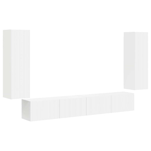 TV Wall Cabinet Set 4 pcs White Engineered Wood TV Wall Cabinet Set 4 pcs White Engineered Wood