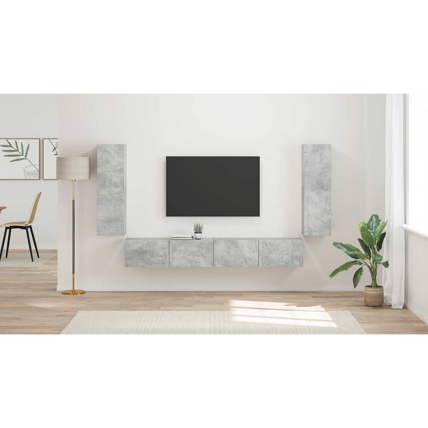 TV Wall Cabinet Set 4 pcs Concrete Grey Engineered Wood