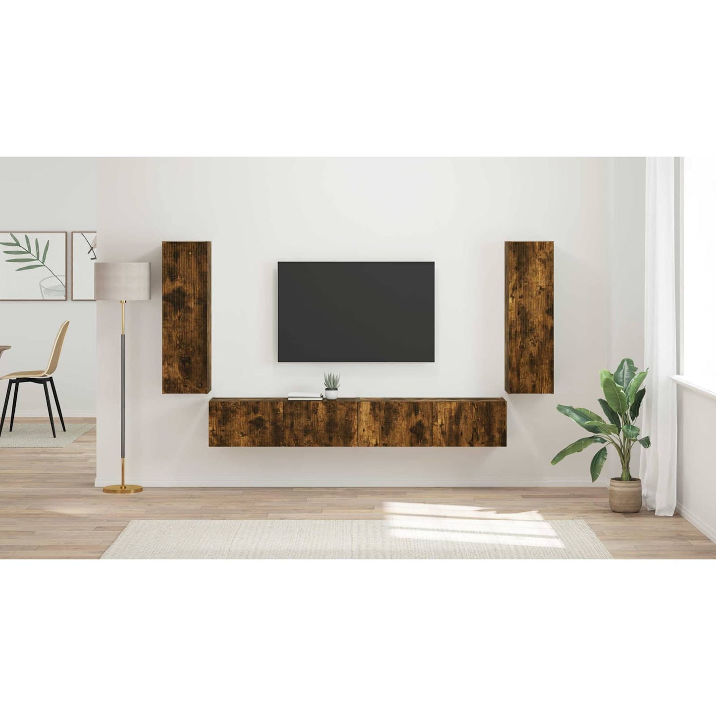TV Wall Cabinet Set 4 pcs Smoked Oak Engineered Wood