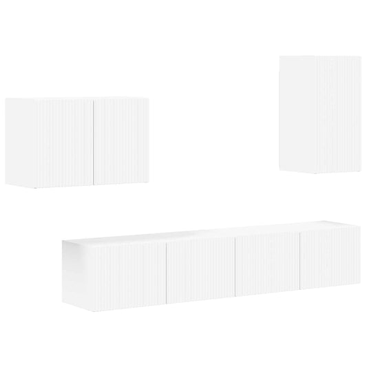 TV Wall Cabinet Set Wall-mounted 4 pcs White Engineered Wood TV Wall Cabinet Set Wall-mounted 4 pcs White Engineered Wood