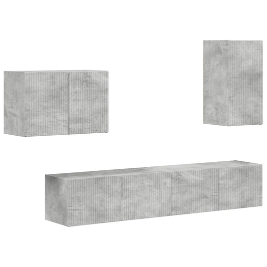 TV Wall Cabinet Set 4 pcs Concrete Grey Engineered Wood TV Wall Cabinet Set 4 pcs Concrete Grey Engineered Wood