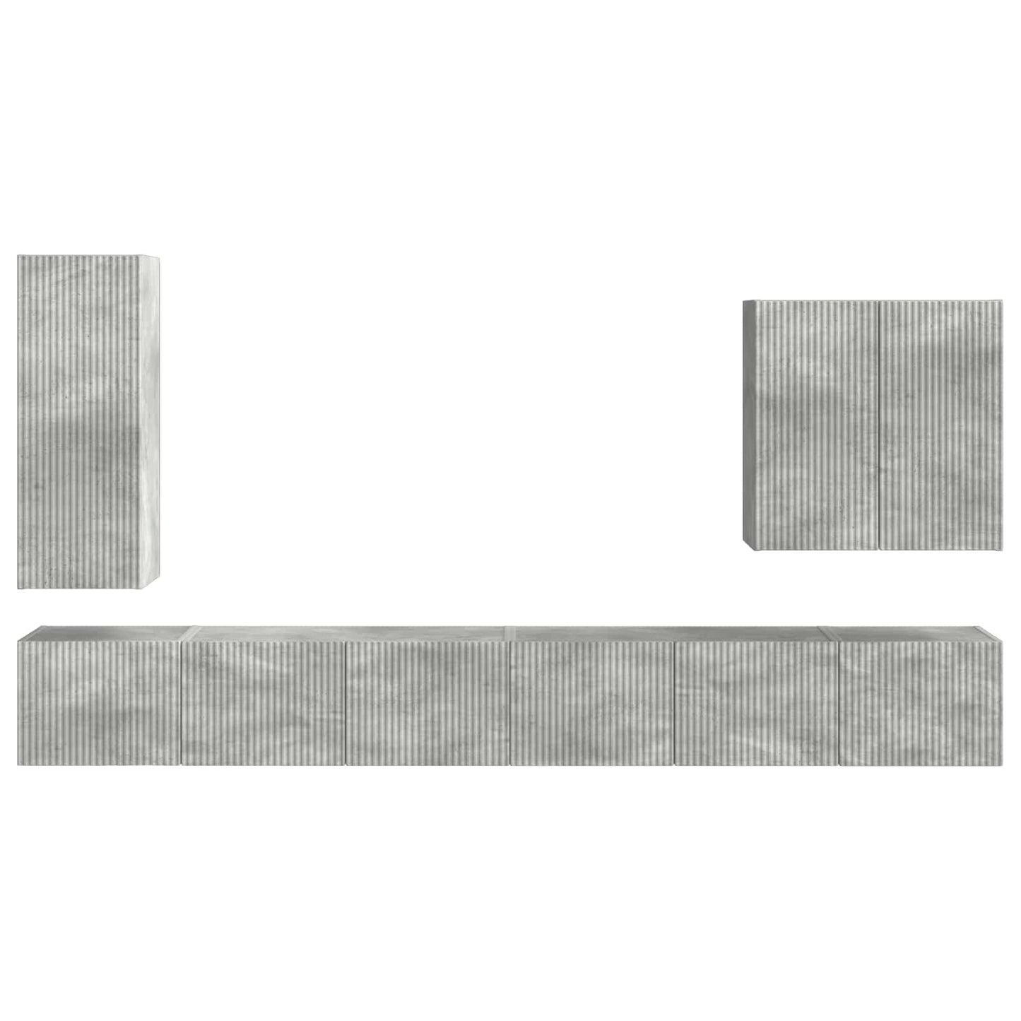 TV Wall Cabinet Set Wall-mounted 6 pcs Concrete Grey