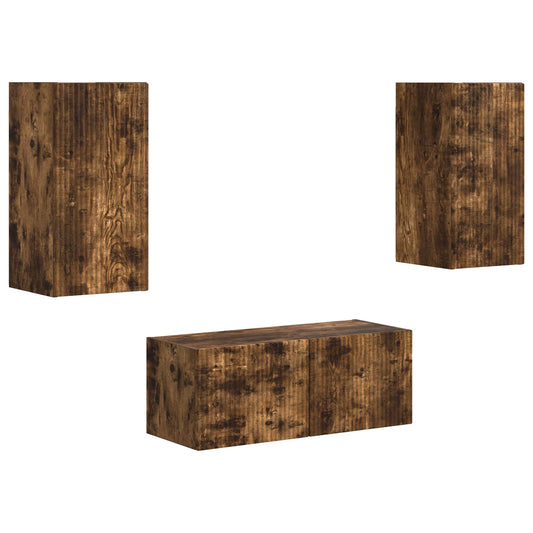 TV Cabinet Set Wall-mounted 2 pcs Smoked Oak Engineered Wood TV Cabinet Set Wall-mounted 2 pcs Smoked Oak Engineered Wood