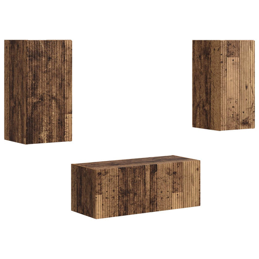 TV Cabinet Set Wall-mounted 2 pcs Old Wood Engineered Wood TV Cabinet Set Wall-mounted 2 pcs Old Wood Engineered Wood