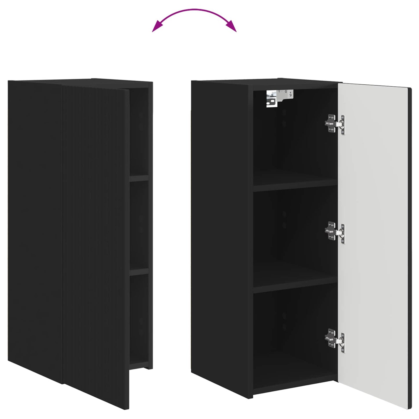 TV Cabinet Set 2 pcs Black Engineered Wood