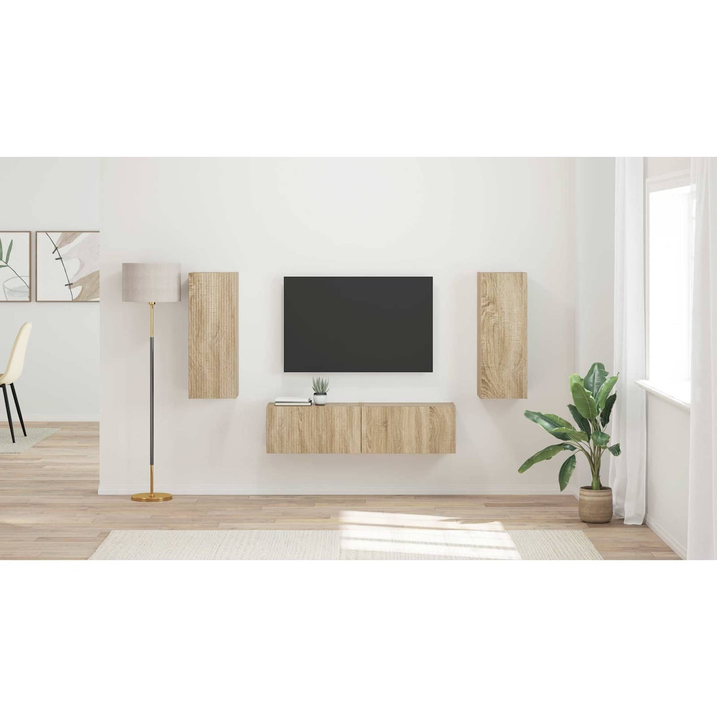 TV Cabinet Set Wall-mounted 2 pcs Sonoma Oak Engineered Wood