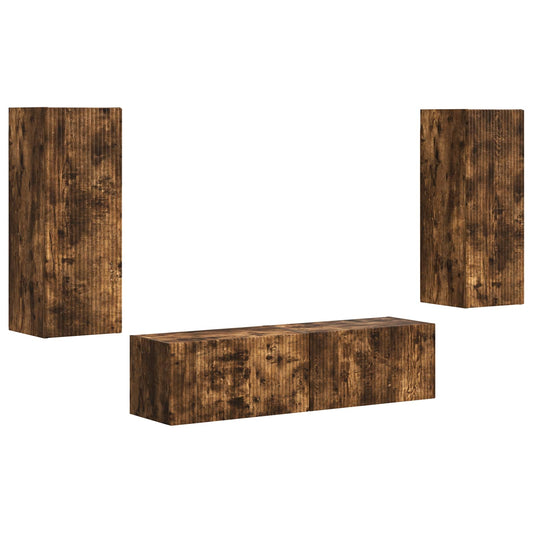 TV Cabinet Set Wall-mounted 2 pcs Smoked Oak Engineered Wood TV Cabinet Set Wall-mounted 2 pcs Smoked Oak Engineered Wood