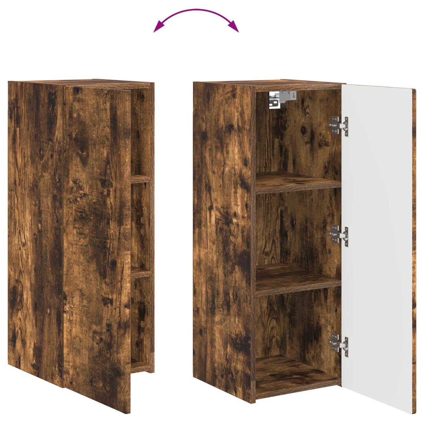 TV Cabinet Set Wall-mounted 2 pcs Smoked Oak Engineered Wood