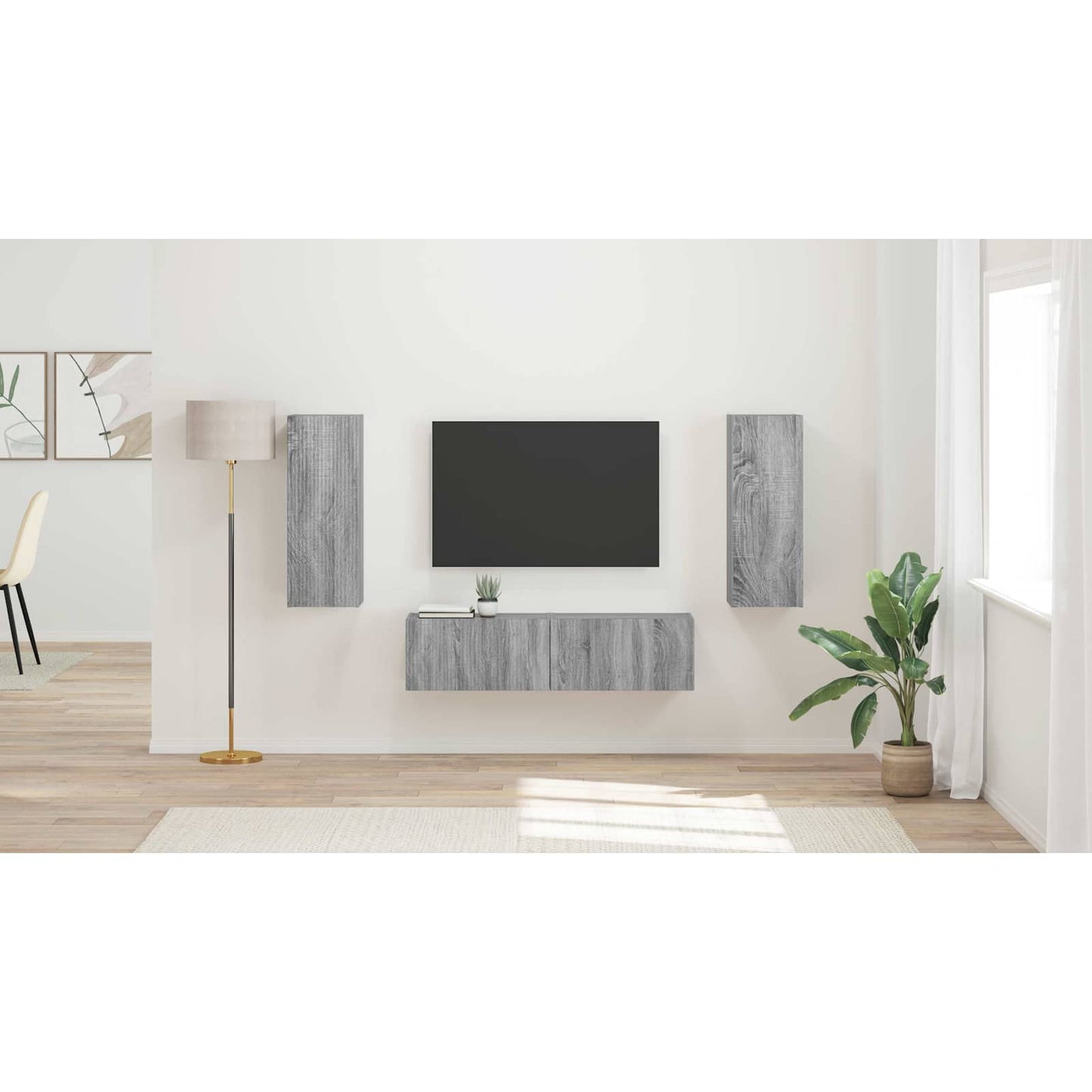 TV Cabinet Set Wall-mounted 2 pcs Grey Sonoma Engineered Wood