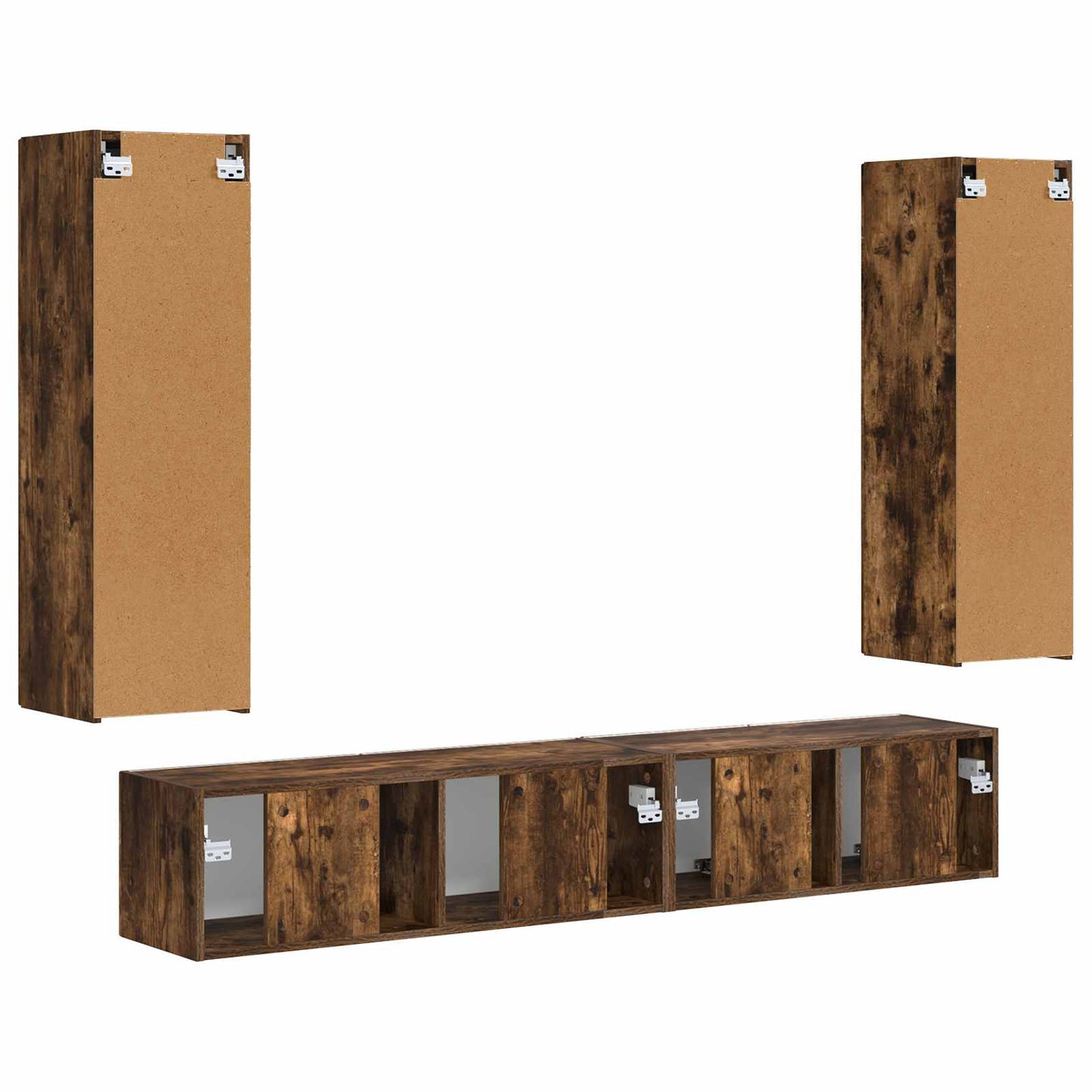 TV Cabinet Set Wall-mounted 3 pcs Smoked Oak Engineered Wood