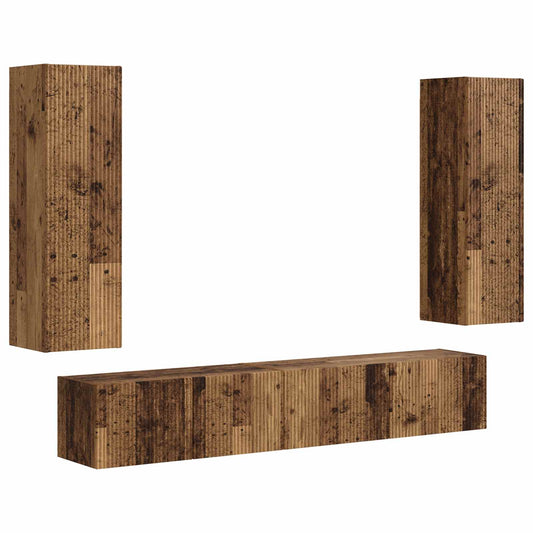 TV Cabinet Set Wall-mounted 3 pcs Old Wood Engineered Wood TV Cabinet Set Wall-mounted 3 pcs Old Wood Engineered Wood