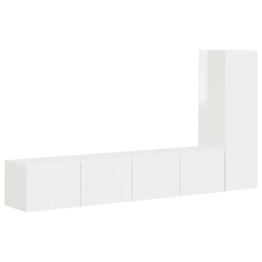 TV Cabinet Set 3 pcs High Gloss White Engineered Wood TV Cabinet Set 3 pcs High Gloss White Engineered Wood
