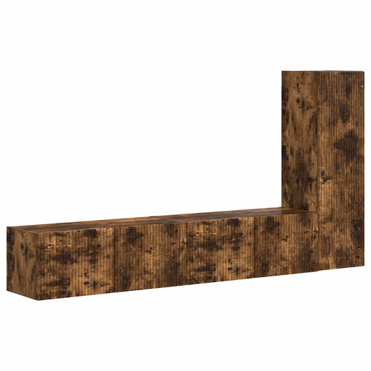 TV Cabinet Set Wall-mounted 3 pcs Smoked Oak Engineered Wood TV Cabinet Set Wall-mounted 3 pcs Smoked Oak Engineered Wood