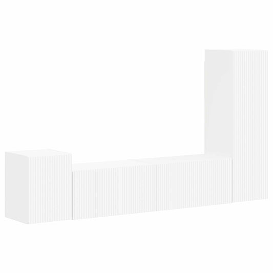 TV Cabinet Set Wall-mounted 4 pcs White Engineered Wood TV Cabinet Set Wall-mounted 4 pcs White Engineered Wood